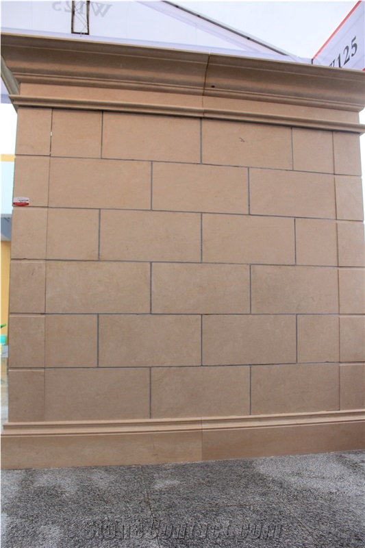 Thala Beige Tunisia Limestone Marble Building Walling Slab Tile Stair Step Window Sill Door Balustrade Railing Column Pier Cap Quoin Mushroom Cultured Stone Ledge with Honed Antique Face