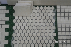 Tunisia Thala Beige Limestone Mosaic Tile Polished/Tumbled/Split Face Hexagon Shape for Indoor/Outdoor Floor Paving Wall Cladding Bathroom Washing Rm Swimming Pool