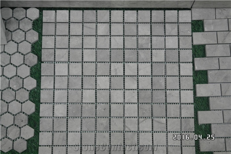 Tunisia Thala Grey Limestone Mosaic Tile Polished/Tumbled/Split Surface Hexagon Shape for Indoor/Outdoor Floor Paving Wall Cladding Bathroom Washing Rm Swimming Pool
