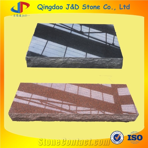 Black Flush Markers, Red Granite Flush Grave Markers