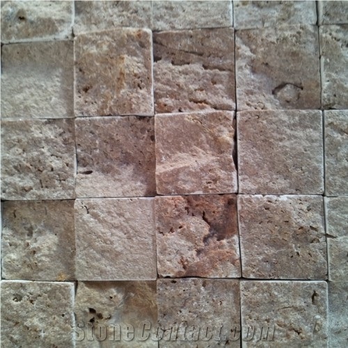 Dark Travertine Split Face Wall Mosaic