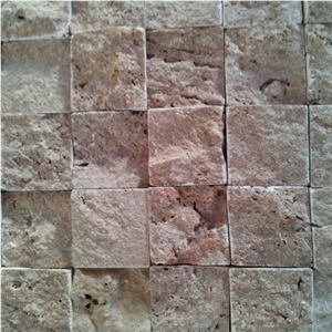 Dark Travertine Split Face Wall Mosaic