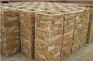 Cement Slate Pillars Column, Fence Stone Pillars Surrounds Slate Panels Stone Show Panel with Bread,New Product Cultured Stone Gates Post