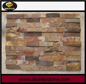 China Rustic Yellow Black White Slate Culture Stone Wall Panel Ledge Stone Corner Stone Wall Cladding