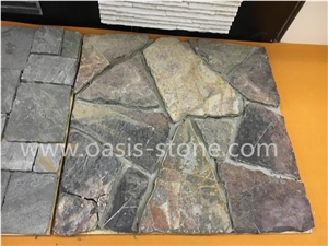 Culture Stone - Pavers on Mesh for Walkway Garden Stepping,Cheap Beige Slate Flooring Tiles,Slate Tiles on Mesh,Garden Stepping Pavements