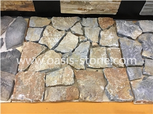 Culture Stone - Pavers on Mesh for Walkway Garden Stepping,Cheap Beige Slate Flooring Tiles,Slate Tiles on Mesh,Garden Stepping Pavements
