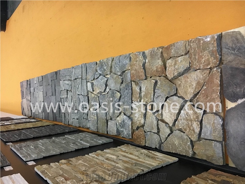 Culture Stone - Pavers on Mesh for Walkway Garden Stepping,Cheap Beige Slate Flooring Tiles,Slate Tiles on Mesh,Garden Stepping Pavements