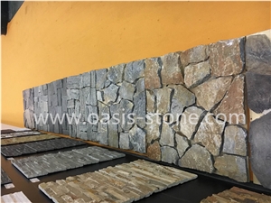 Culture Stone - Pavers on Mesh for Walkway Garden Stepping,Cheap Beige Slate Flooring Tiles,Slate Tiles on Mesh,Garden Stepping Pavements