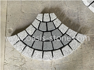 Fanshaped Granite Paving Stone,Natural Granite Exterior Paving Stone, White Grey Granite Paving Stone,Walkway Pavers,Fan Shape Cobble Stone