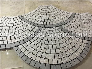 Fanshaped Granite Paving Stone,Natural Granite Exterior Paving Stone, White Grey Granite Paving Stone,Walkway Pavers,Fan Shape Cobble Stone