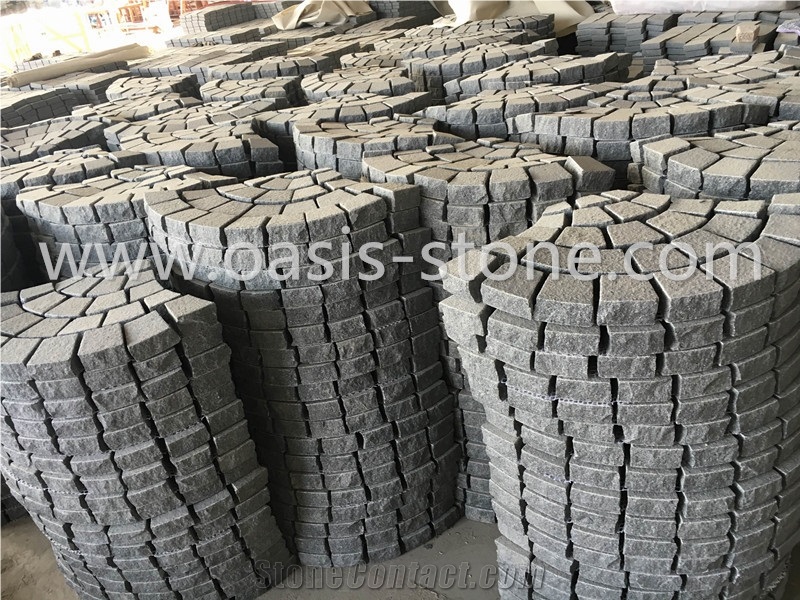 Fanshaped Granite Paving Stone,Natural Granite Exterior Paving Stone, White Grey Granite Paving Stone,Walkway Pavers,Fan Shape Cobble Stone