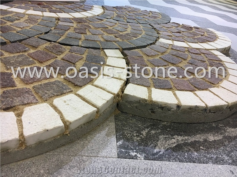 Fanshaped Granite Paving Stone,Natural Granite Exterior Paving Stone, White Grey Granite Paving Stone,Walkway Pavers,Fan Shape Cobble Stone