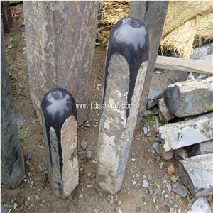 Outdoor Decorative Small Granite Water Feature,Natural Top Basalt Fountain with Led Light,Basalt Columns Water Feature