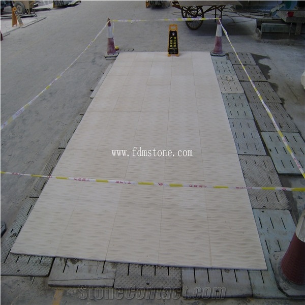 Yellow Cnc Carved Marble Tiles 3d Background Wall Decoration, 3d Decor Wall Covering