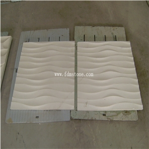 Yellow Cnc Carved Marble Tiles 3d Background Wall Decoration, 3d Decor Wall Covering