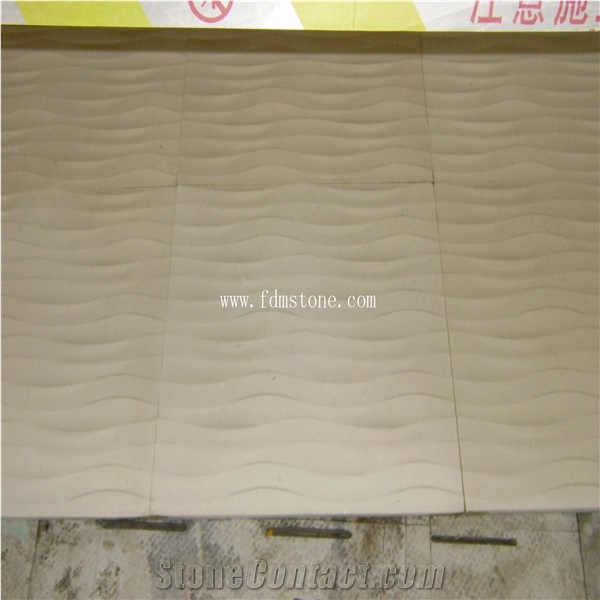 Yellow Cnc Carved Marble Tiles 3d Background Wall Decoration, 3d Decor Wall Covering