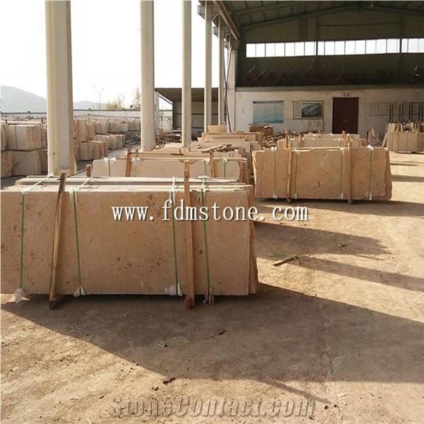 Yellow Limestone Walkway Flagstone , Beige Crazy Paver for Landscaping Garden