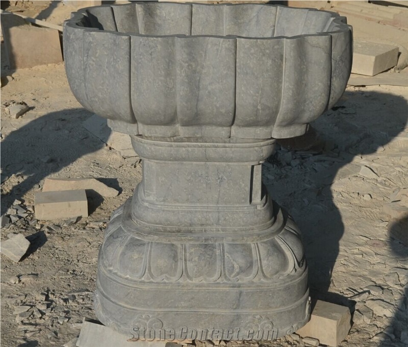 Grey Marble Flower Pot Planter