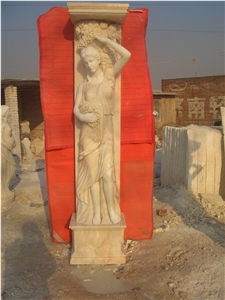 White Marble Door Surround with Statue Sculpture