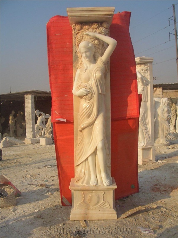 White Marble Door Surround with Statue Sculpture