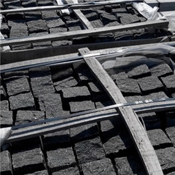 Split Black Granite Paver, G370 Black Granite Pavers/G370 Granite Cobble Stone, Dark Grey Cube Stone