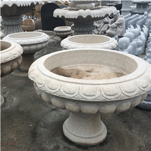 Yellow Granite Flower Pots,Round Flower Planter,G682 Granite Flower Stand