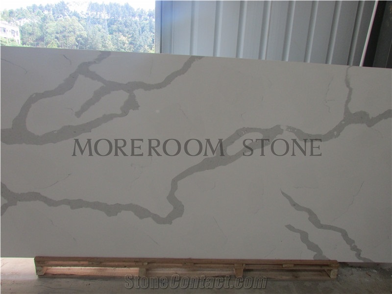China Supplier Calacatta Marble Look White Quartz Stone Slab