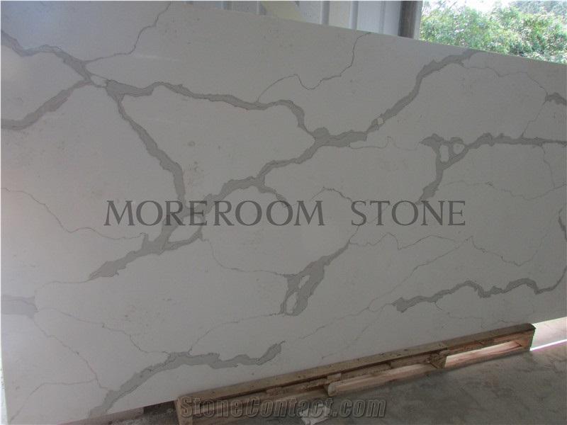 China Supplier Calacatta Marble Look White Quartz Stone Slab