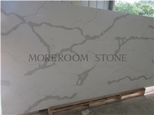 China Supplier Calacatta Marble Look White Quartz Stone Slab