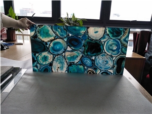 Translucent Bar Design Semi Precious Blue Agate Tiles