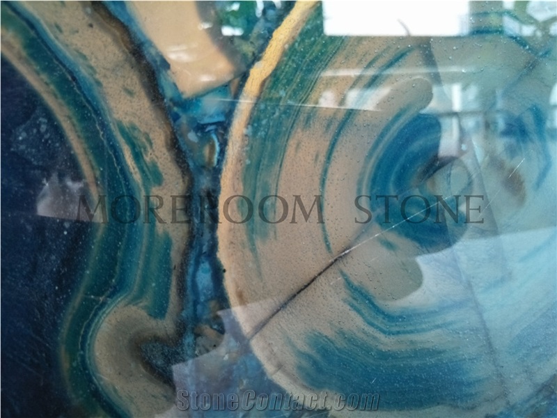 Translucent Bar Design Semi Precious Blue Agate Tiles