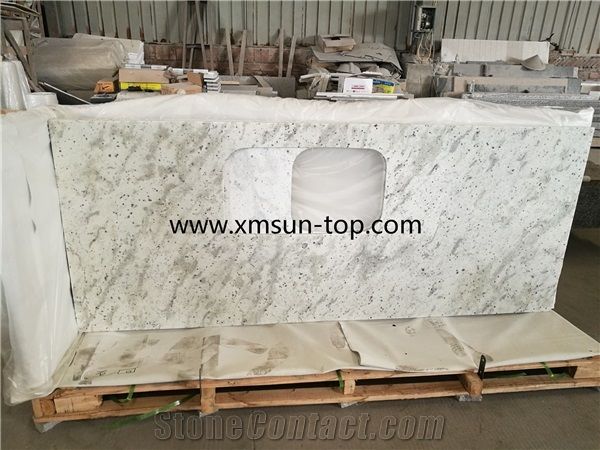 Andromeda White Granite Kitchen Countertop/Andromeda White Kitchen Top/Andromeda Granite Kitchen Worktop/Bianco Andromeda Granite Custom Countertop/White Lanka Granite Countertop/Crystal Lanka Granite
