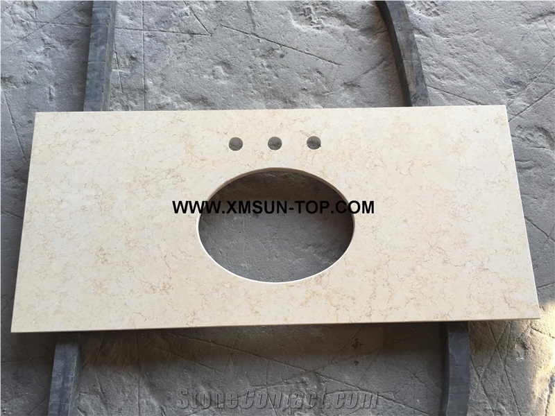 Beige Marble Bathroom Countertops/Beige Marble Custom Vanity Tops/Beige Marble Bathroom Vanity Tops/Beige Marble Bath Tops/Beige Marble Counter Tops/High Quality/Natural Stone Vanity Tops