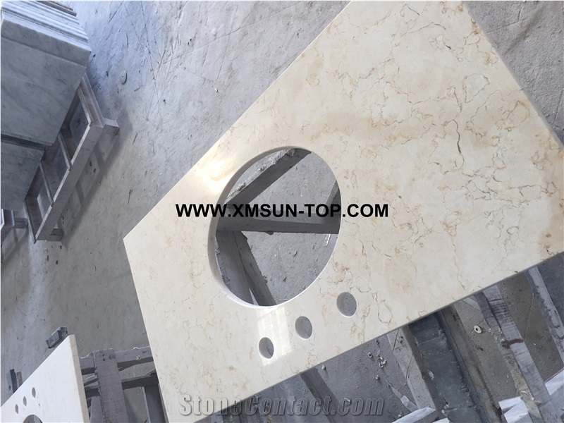Beige Marble Bathroom Countertops/Beige Marble Custom Vanity Tops/Beige Marble Bathroom Vanity Tops/Beige Marble Bath Tops/Beige Marble Counter Tops/High Quality/Natural Stone Vanity Tops