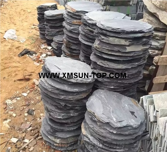 Black Slate Flagstone Stepping Stone/Black Round Stepping Stone/Black Slate Round Flagstone/Black Slate Flagstone Walkway Pavers/Black Flagstone Road Paving/Black Flagstone Patio/Garden Step Pavers