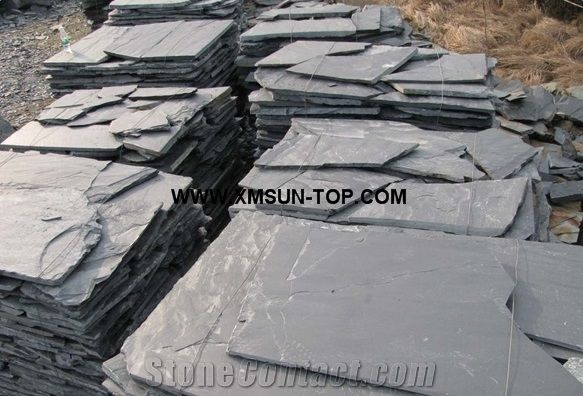 Black Slate Random Flagstones/Black Slate Irregular Flagstones/Black Slate Flagstone Pavers/Slate Random Paving Stone/Black Slate Flagstone Wall Cladding/Black Flagstone Road Paving/Landscaping Stone
