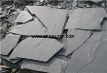 Black Slate Random Flagstones/Black Slate Irregular Flagstones/Black Slate Flagstone Pavers/Slate Random Paving Stone/Black Slate Flagstone Wall Cladding/Black Flagstone Road Paving/Landscaping Stone