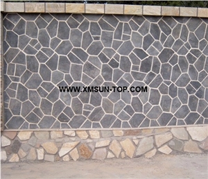 Black Slate Random Flagstones/Black Slate Irregular Flagstones/Black Slate Net Paste/China Slate Flagstone on Net/Slate Flagstone on Mesh/Slate Flagstone Pavers/Slate Flagstone for Wall Cladding
