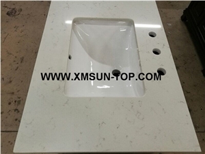 Carrara White Quartz Bathroom Vanity Tops/Carrara White Quartz Stone Bathroom Countertops/Carrara Artificial Quartz Stone Vanity Tops/Custom Vanity Tops/Engineered Stone Bath Tops/Solid Surface