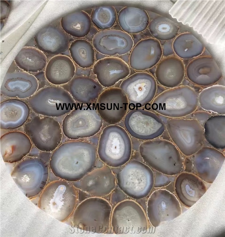 Different Color Agate Semiprecious Stone Table Top/Various Color Round Semi Precious Table Top/Semi Precious Table Tops/Interior Decoration/Good Quality