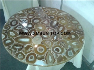 Different Color Agate Semiprecious Stone Table Top/Various Color Round Semi Precious Table Top/Semi Precious Table Tops/Interior Decoration/Good Quality