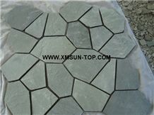 Green Slate Random Flagstones/Green Slate Irregular Flagstones/Green Slate Net Paste/China Green Slate Flagstone on Net/Green Slate Flagstone on Mesh/Slate Flagstone Pavers/Slate Flagstone for Walling