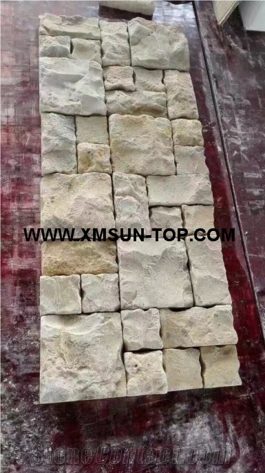 Natural Surface Beige Limestone Cube Stone/Light Yellow Limestone Cobble Stone/Lime Stone Paving Sets/Natural Stone Floor Covering/Yellow Stone Courtyard Road Pavers