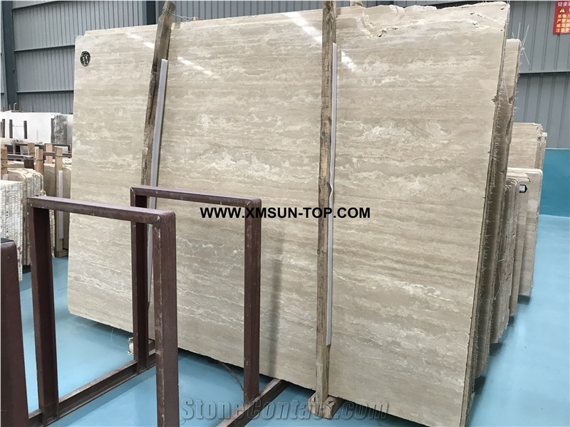 Polished Beige Travertine Gangsaw Big Slab/Light Beige Travertine Stone for Flooring&Floor Covering/Travertine Stone for Wall Cladding&Wall Covering/Travertine Patterns/Interior Decoration
