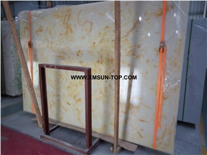 Yellow Veins Artificial Marble/Yellow Artificial Stone Slabs& Tiles/Manmade Stone Slab/Engineered Stone Slabs/Manufactured Stones/Interior Decoration/Artificial Stone Panels