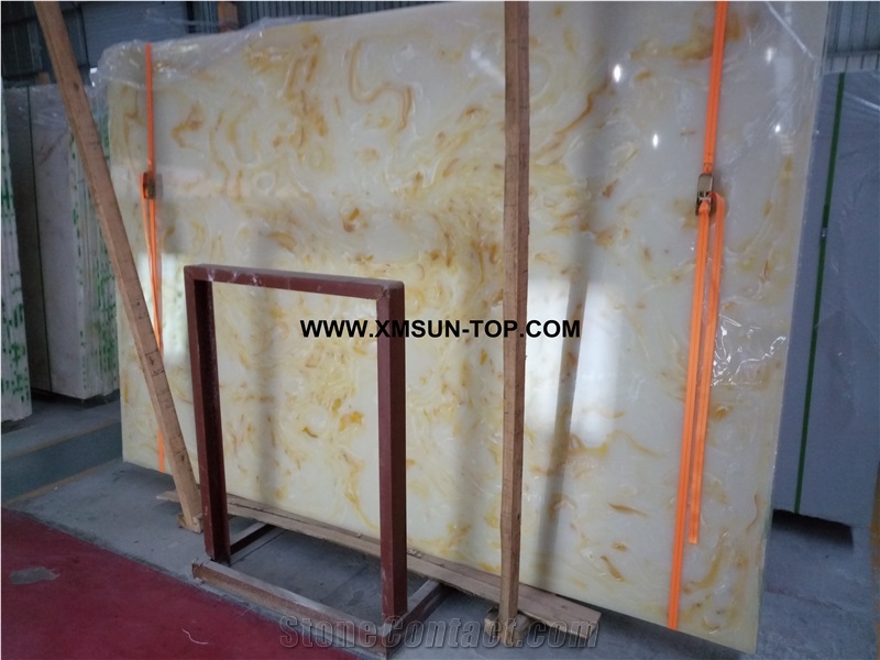 Yellow Veins Artificial Marble/Yellow Artificial Stone Slabs& Tiles/Manmade Stone Slab/Engineered Stone Slabs/Manufactured Stones/Interior Decoration/Artificial Stone Panels