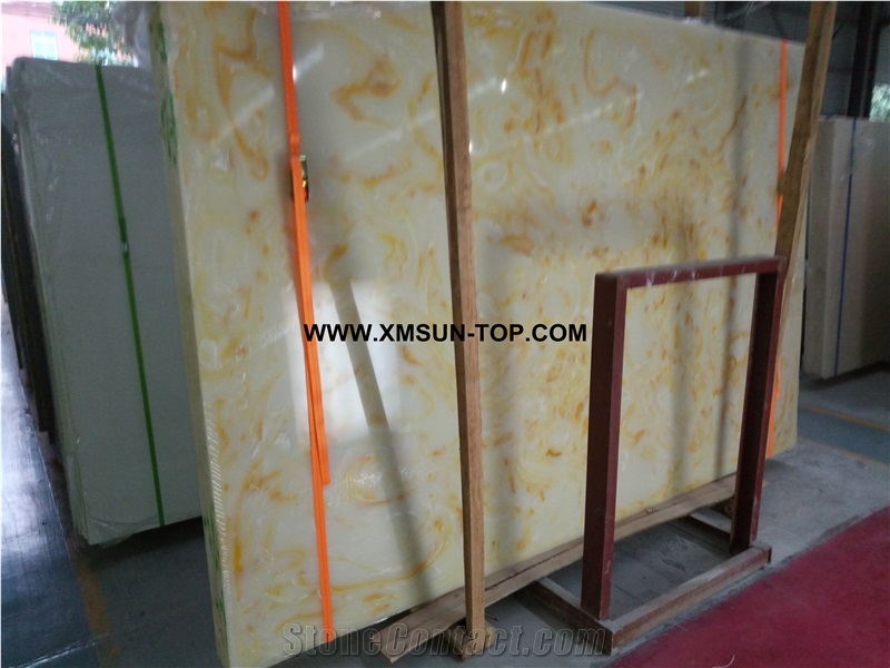 Yellow Veins Artificial Marble/Yellow Artificial Stone Slabs& Tiles/Manmade Stone Slab/Engineered Stone Slabs/Manufactured Stones/Interior Decoration/Artificial Stone Panels