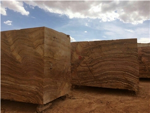 Red and Beige Travertine Block