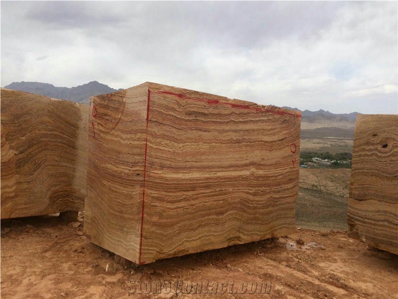 Red and Beige Travertine Block