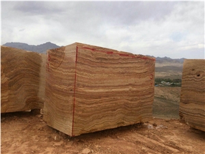 Red and Beige Travertine Block